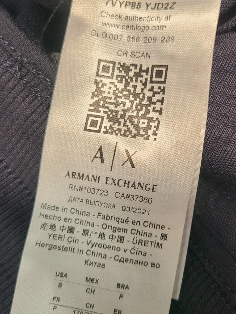 Armani Exchange A|X Navy Sweats White Script Logo Mens S